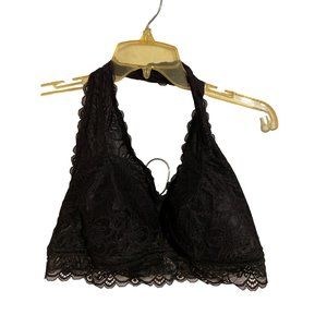 Women's Lace Halter Bra Bralette Padded -  Blake & Co. Black 1X